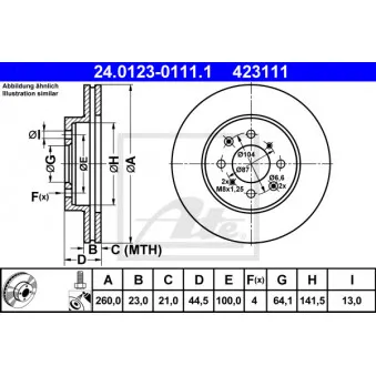 Jeu de 2 disques de frein avant ATE 24.0123-0111.1