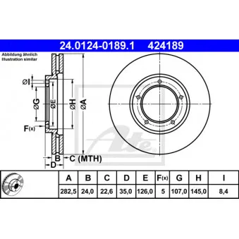 Jeu de 2 disques de frein avant ATE 24.0124-0189.1