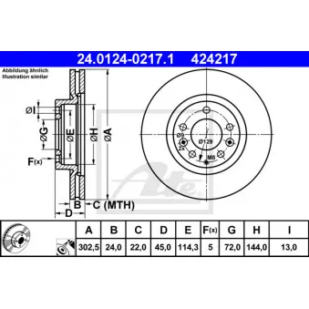 Jeu de 2 disques de frein avant ATE 24.0124-0217.1