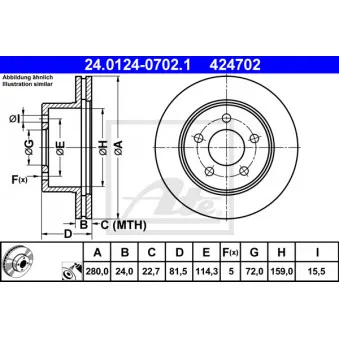 Jeu de 2 disques de frein avant ATE 24.0124-0702.1