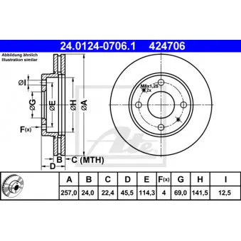 Jeu de 2 disques de frein avant ATE 24.0124-0706.1