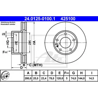 Jeu de 2 disques de frein avant ATE 24.0125-0100.1