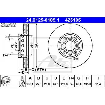 Jeu de 2 disques de frein avant ATE 24.0125-0105.1