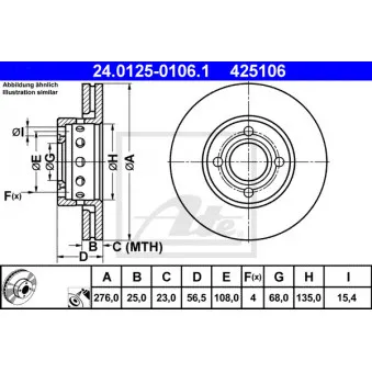 Jeu de 2 disques de frein avant ATE 24.0125-0106.1