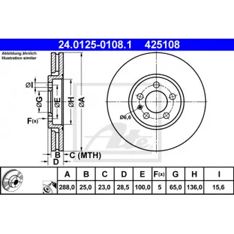 Jeu de 2 disques de frein avant ATE 24.0125-0108.1