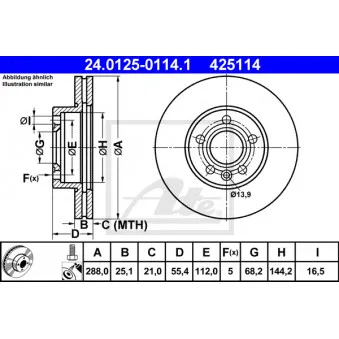 Jeu de 2 disques de frein avant ATE 24.0125-0114.1