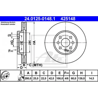 Jeu de 2 disques de frein avant ATE 24.0125-0148.1