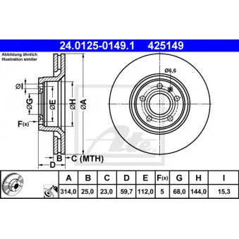 Jeu de 2 disques de frein avant ATE 24.0125-0149.1