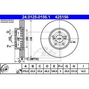 Jeu de 2 disques de frein avant ATE 24.0125-0156.1