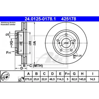 Jeu de 2 disques de frein avant ATE 24.0125-0178.1