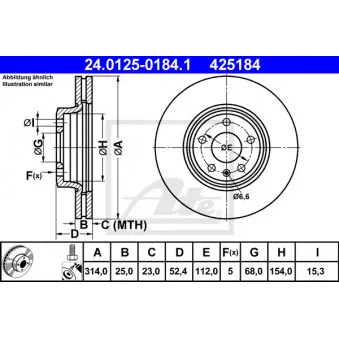 Jeu de 2 disques de frein avant ATE 24.0125-0184.1