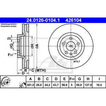 Jeu de 2 disques de frein avant ATE 24.0126-0104.1