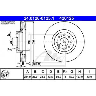 Jeu de 2 disques de frein avant ATE 24.0126-0125.1