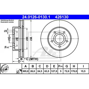 Jeu de 2 disques de frein avant ATE 24.0126-0130.1