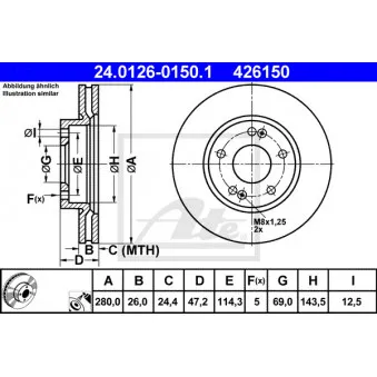 Jeu de 2 disques de frein avant ATE 24.0126-0150.1