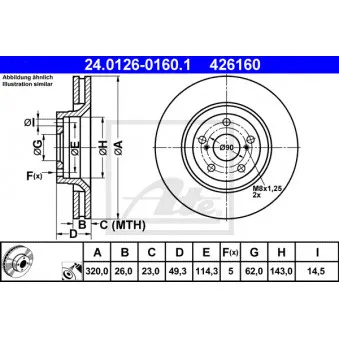 Jeu de 2 disques de frein avant ATE 24.0126-0160.1