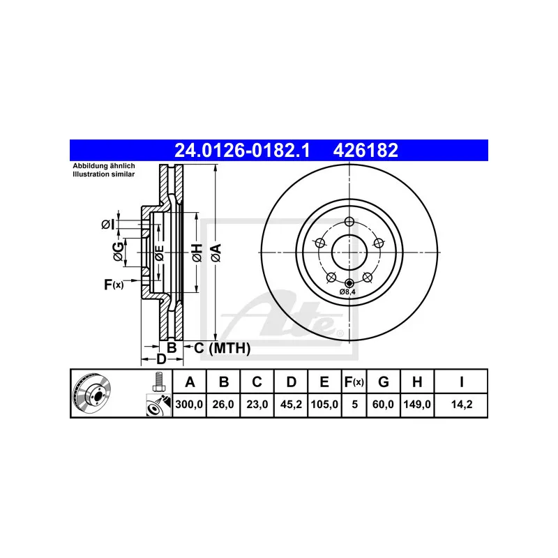 Jeu de 2 disques de frein avant ATE 24.0126-0182.1