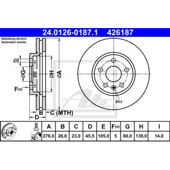 Jeu de 2 disques de frein avant ATE 24.0126-0187.1