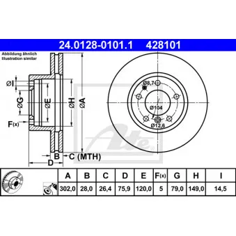 Jeu de 2 disques de frein avant ATE 24.0128-0101.1