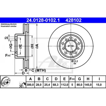 Jeu de 2 disques de frein avant ATE 24.0128-0102.1