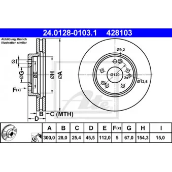 Jeu de 2 disques de frein avant ATE 24.0128-0103.1