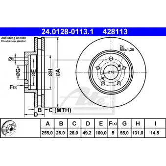 Jeu de 2 disques de frein avant ATE 24.0128-0113.1