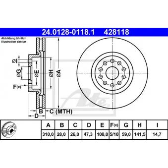 Jeu de 2 disques de frein avant ATE 24.0128-0118.1