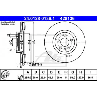 Jeu de 2 disques de frein avant ATE 24.0128-0136.1