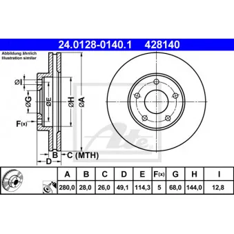 Jeu de 2 disques de frein avant ATE 24.0128-0140.1