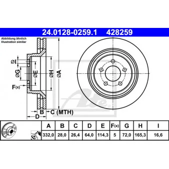 Jeu de 2 disques de frein avant ATE 24.0128-0259.1