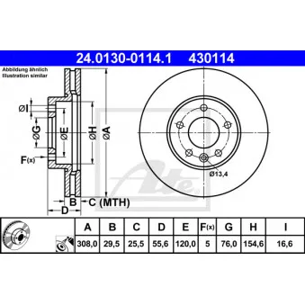 Jeu de 2 disques de frein avant ATE 24.0130-0114.1