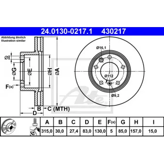 Jeu de 2 disques de frein avant ATE 24.0130-0217.1