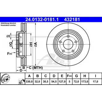 Jeu de 2 disques de frein avant ATE 24.0132-0181.1