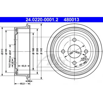 Tambour de frein ATE 24.0220-0001.2