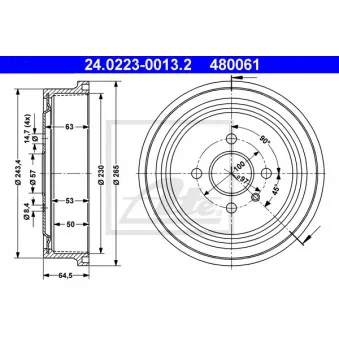 Tambour de frein ATE 24.0223-0013.2