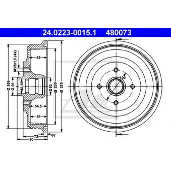 Tambour de frein ATE 24.0223-0015.1