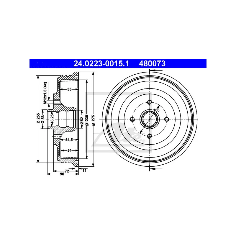 Tambour de frein ATE 24.0223-0015.1