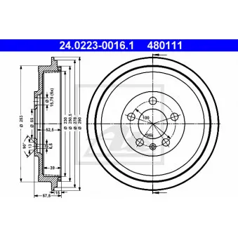 Tambour de frein ATE 24.0223-0016.1