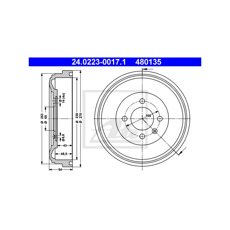 Tambour de frein ATE 24.0223-0017.1