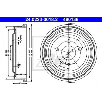 Tambour de frein ATE 24.0223-0018.2