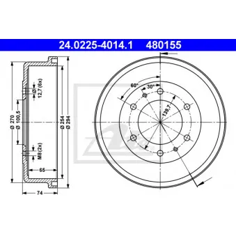 Tambour de frein ATE 24.0225-4014.1