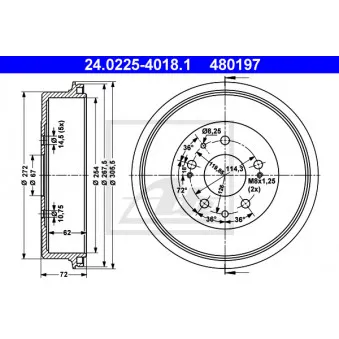 Tambour de frein ATE 24.0225-4018.1