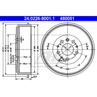 Tambour de frein ATE 24.0226-8001.1