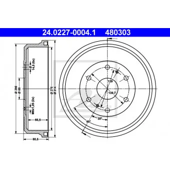 Tambour de frein ATE 24.0227-0004.1