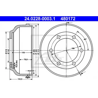 Tambour de frein ATE 24.0228-0003.1