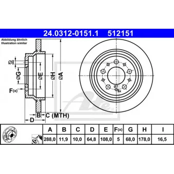 Jeu de 2 disques de frein arrière ATE 24.0312-0151.1