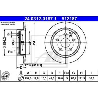 Jeu de 2 disques de frein arrière ATE 24.0312-0187.1