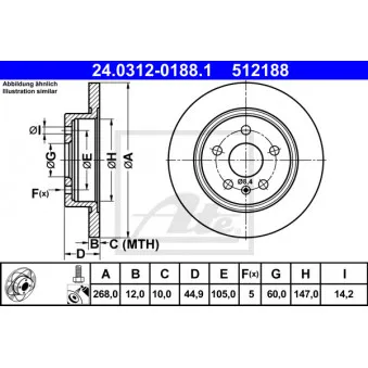 Jeu de 2 disques de frein arrière ATE 24.0312-0188.1