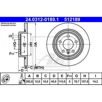 Jeu de 2 disques de frein arrière ATE 24.0312-0189.1