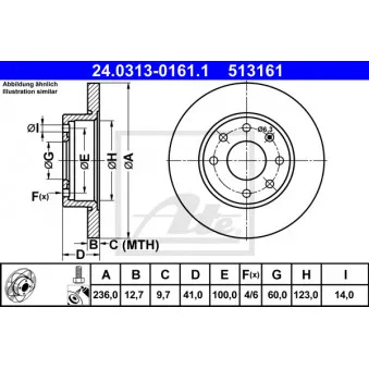 Jeu de 2 disques de frein avant ATE 24.0313-0161.1